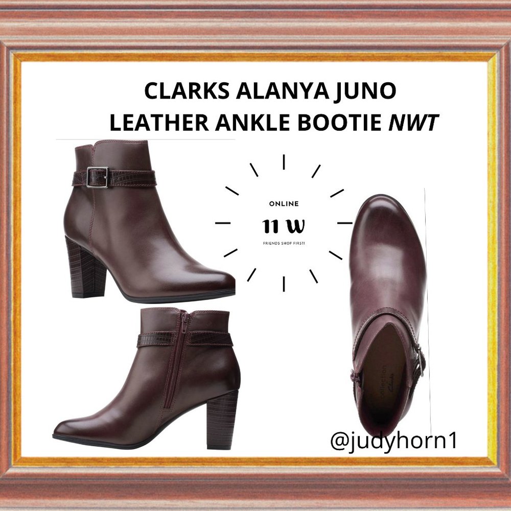 CLARKS ALANYA JUNO LEATHER ANKLE BOOTIE NWT - Picture 11 of 12